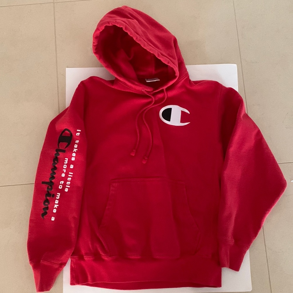 Champion red hoodie mens medium. Excellent condition.